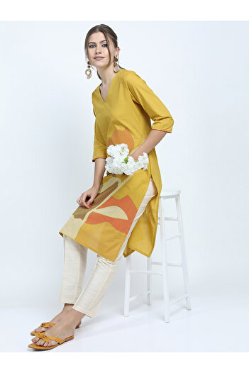 Vishudh By Styli Women Women Yellow Printed Kurta