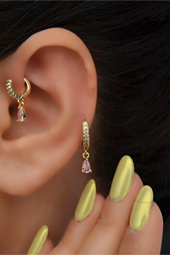 Sacce Scarves&Accessories 2 Adet Zirkon Kalpli Halka Piercing Tragus Helix Forward Kıkırdak Lob Daith (1 Adet 6 mm 1 Adet 8 mm