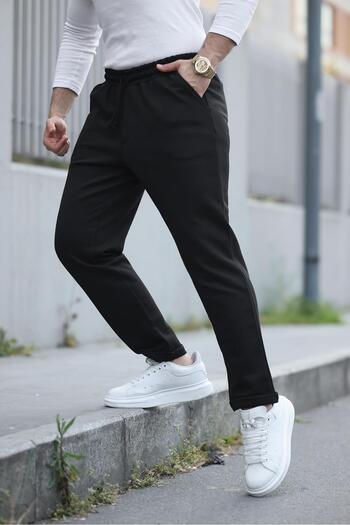 Miron Μαύρο ελαστικό ανδρικό παντελόνι Jogger με μοντέρνα εφαρμογή-2513