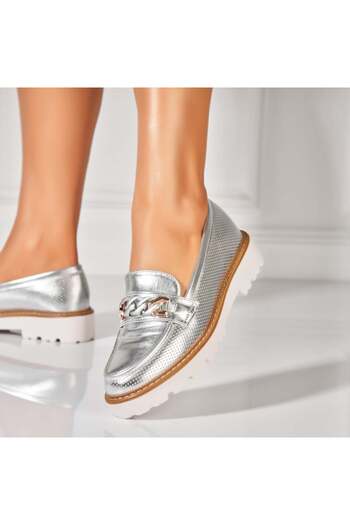 Joana Women's Casual Shoes Silver Made of Kamari Ecological Leather