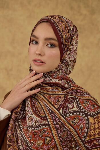 İpekhan İpekhan Soft Shawl Burgundy Mustard Model: 3051-02