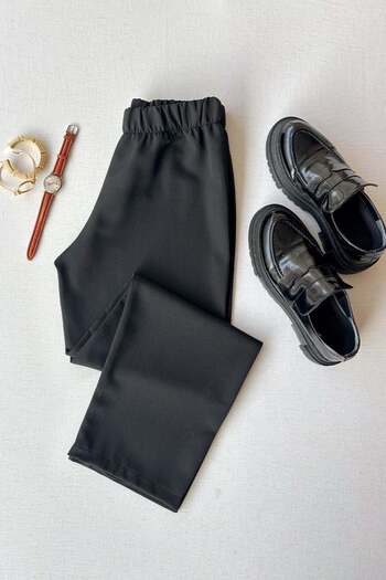 Ceylan Otantik Black Crepe Pipe Leg Trousers