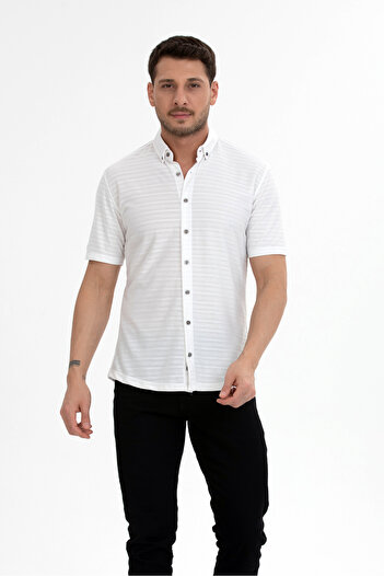 Klothy Чоловіча коротка рукава літня сорочка Slim fit з трикотажу 2599