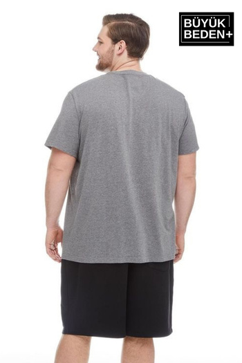 Superlife Men's Plus Size Handwritten California Printed Crew Neck T-Shirt Spr25Bts13