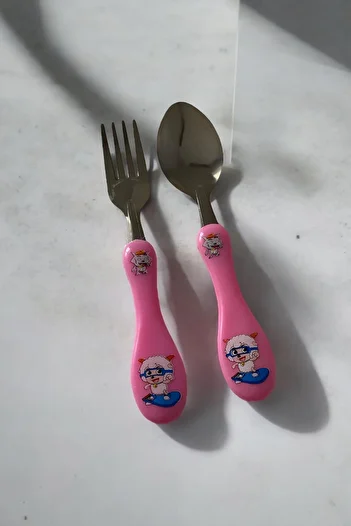 Dore Voir Children's Fork-Spoon Set-Boxed/Pink