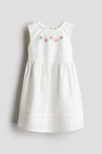 H&M İşleme Motifli Poplin Elbise