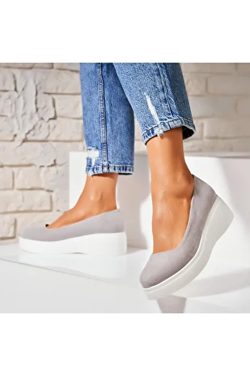 Joana Pantofi dama casual Gri din Piele Ecologica Intoarsa Zira