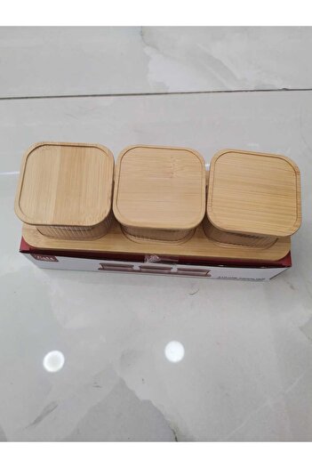 Balsa Grup Balsa MRK model 7 parça bambu tepsili bambu kapaklı borasilikat cam kahvaltılık seti