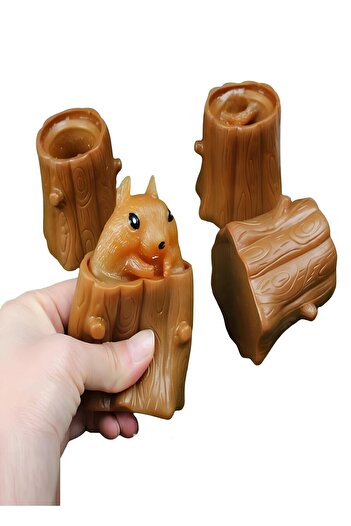 RoseRoi Sevimli Squishy Sincap Oyuncak Sıkma Bardak Sincap Stres Oyuncağı Kahverengi