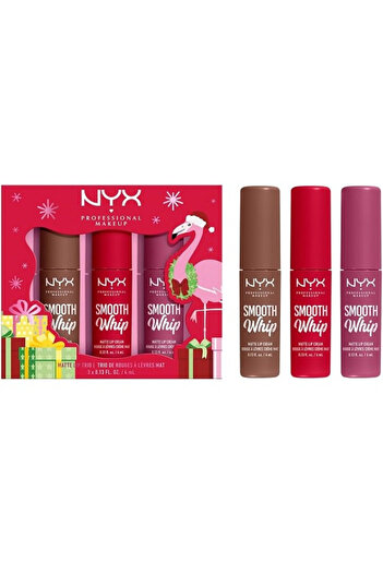 NYX Sada 3 Rujuri de buze lichide, NYX, Smooth Whip Matte Lip Trio, 3 x 4 ml