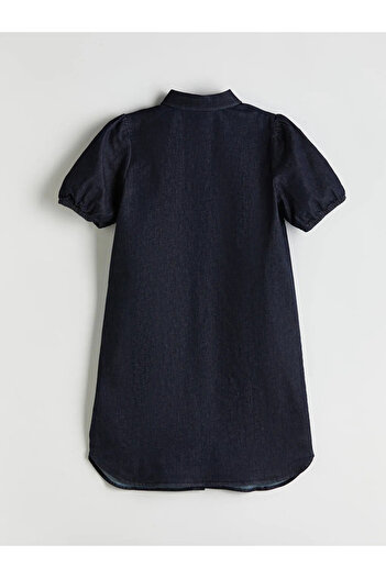 LC Waikiki LCW Comfort Indigo Shirt Collar Mini Jean Dress