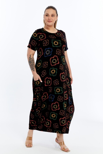 THE CABIN Large Size Cotton Lycra Viscose Summer Relaxed Cut Pocket Dress