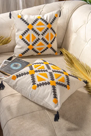 Bade Design Punch Embroidered Throw Pillow Cover Pillow Case (with Book Gift)
