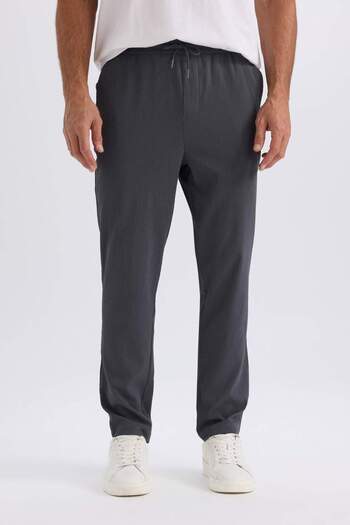 DeFacto Relax Fit Relaxed Cut Straight Leg Crinkle Summer Fabric Trousers C3930Ax25Sp