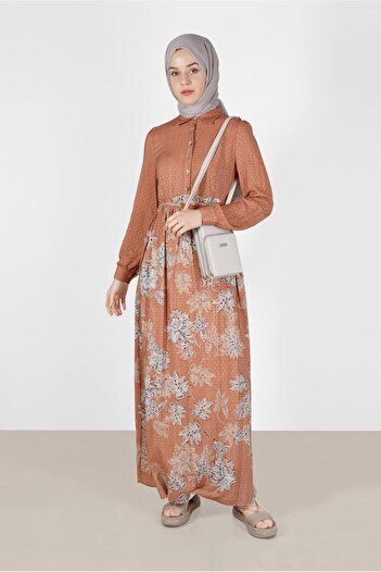 Alvina ÇİÇEKLİ FERMUARLI ELBİSE 41549