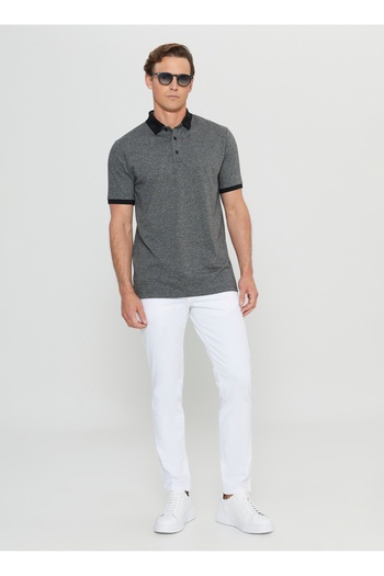 ALTINYILDIZ CLASSICS Ανδρικό μπλουζάκι Six Star Classics Polo Neck Black ACE091252024_SYH
