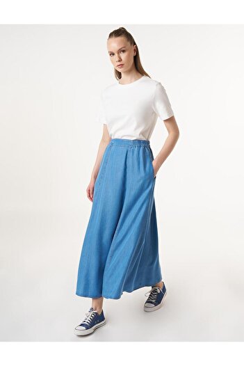 Kayra Lyocell Skirt with Elastic Waist (Blue)