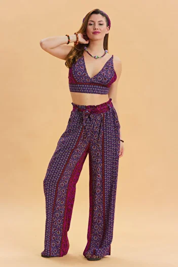 Los banditos Elastic Waist Belt Detailed Summer Trousers