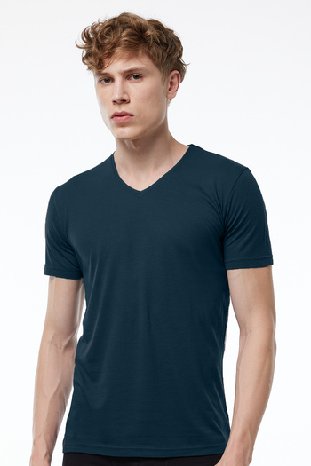 Malabadi Men's Smoked V-Neck Modal Thin Summer Coolness T-Shirt 085
