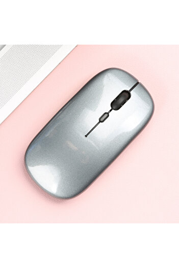 Choice Glossy-Grey Wireless Bluetooth-compatible Mouse Portable Ergonomic Computer Mice For Laptop iPad Tab