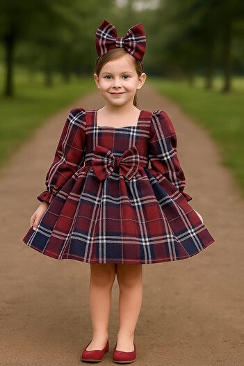 Nissa Plaid Heart Collar Girl's Dress