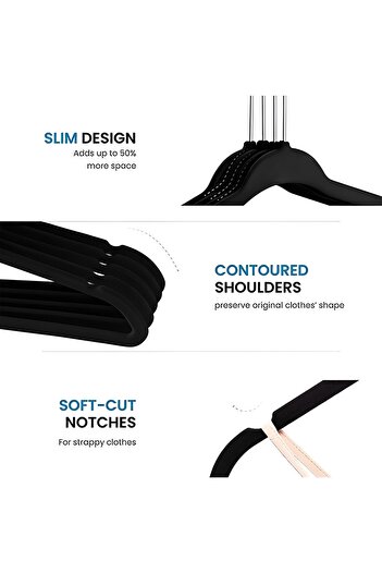 COOYA 30 PCS Clothes Hangers, Ultra-Thin Space-Saving 360-Degree Swivel Hooks, Sturdy and Durable Hangers