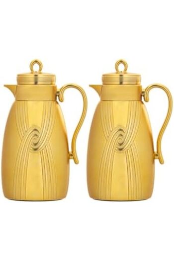 ALSAIF Coffee And Tea Vaccum Flask Set In Matt Gold / Leak-proof And Keeps Drinks Hot 1.0/0.7 Liter