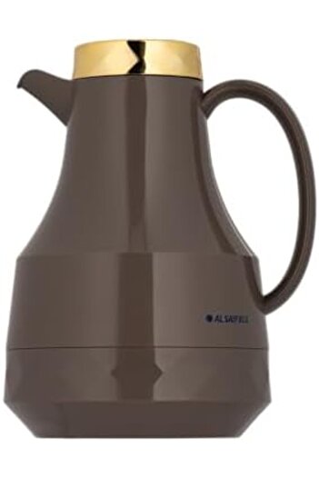 ALSAIF Coffee And Tea Vaccum Flask In Brown/gold / Leak-proof And Keeps Drinks Hot 1 Liter