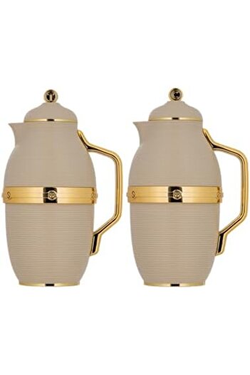 ALSAIF Deva Coffee And Tea Vaccum Flask Set In Brown/gold / Leak-proof And Keeps Drinks Hot 1.0/1.0 Liter