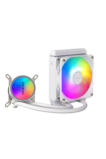 Choice مبرد مياه AF-120 WH من TEUCER AF-S120 بمروحة RGB مقاس 120 مم ومشتت حراري سائل ومبرد مدمج لتبريد وحدة المعالجة المركزية