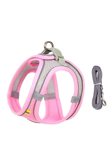 Choice M 6-10 Kg Pink Puppy Harness Set Dog Accessories Adjustable Pet Vest Dogs French Bulldog Chihuahua S