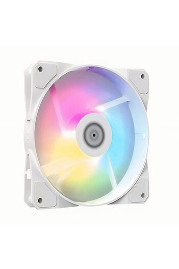 Choice مروحة واحدة بيضاء RGB من TEUCER P16 RGB مقاس 120 مم، مروحة هيكل كمبيوتر، مشتت حراري قوس قزح 4 سنون مقاس 12 سم