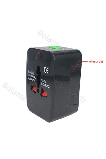 Choice محول قابس عالمي متعدد الاستخدامات بدون منفذ USB أسود، منفذ USB واحد من النوع C للسفر حول العالم A