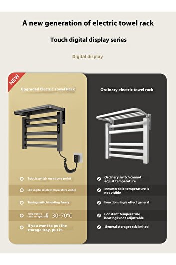 sharpdo Smart Electric Heated Towel Rack for Home Bathroom and Bathroom, Constant Temperature Heated Towel