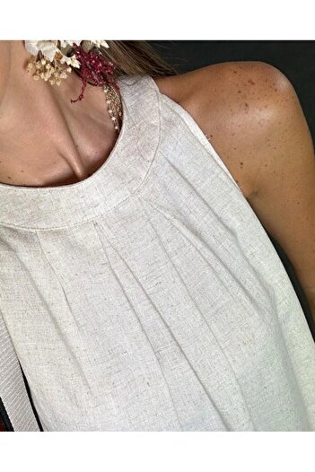 Serra Bebe Plus Women's Halter Neck Linen Dress