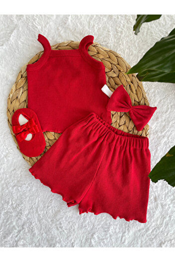 AKİF GİYİM Baby Girl & Child Crop Shorts Bandana Socks Set of 4