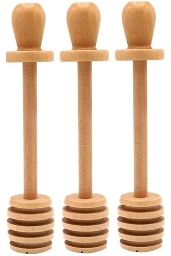 mastergold 3pcs Wooden Honey Dippers 14cm Natural Wood Sticks for Honey Drizzling | Durable & Easy to Use
