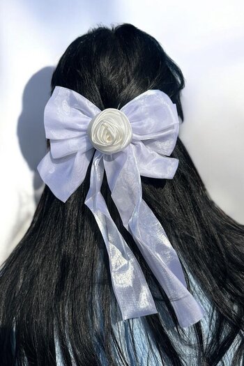 TAKIŞTIR White Color Rose Figured Ribbon Collar Buckle