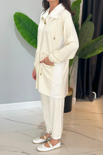 Missemramiss Zippered Jacket Trousers Magnolia Suit 4740 Ecru