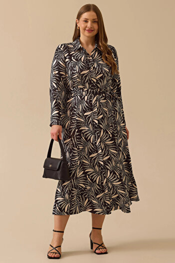 Gala-Xi Galaxi Women's Rainy Bird's Eye Dress (4016) Large Size-Black