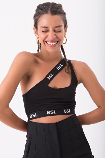 BSL Tek Omuz Detaylı Büstiyer - Siyah