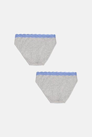 Tchibo Women 2 Pieces Lace Slips Panty, Grey