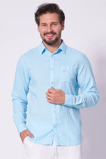 Guess Men's Blue Foldable Sleeve Shirt