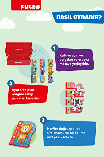 PUEDO İlk Kelimelerim Puzzle - Hayvanlar