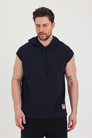 Tarz Cool Φαρδύ μπλουζάκι Unisex με κουκούλα μηδενικό μανίκι