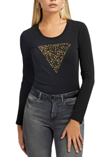 Guess GUESS LS CN LIDIA TEE women's t-shirt, black