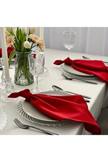 Kotonia Home Set of 10 Kotonia Home Hotel table napkins, 100% cotton, cretonne, size 40x40 cm, red