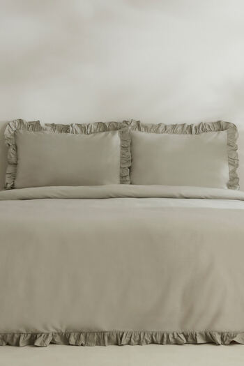 Karaca Home Pure Ruffle 100% Cotton Double Duvet Cover Set Sage
