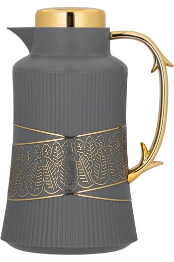 ALSAIF Deva Coffee And Tea Vaccum Flask In Grey/gold / Leak-proof And Keeps Drinks Hot 1 Liter