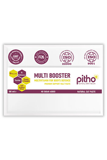 Pitho Multi Booster | Kediler Için Taurin Ve Spirulina Içeren Gelişmiş Multivitamin Maltı 100 ml